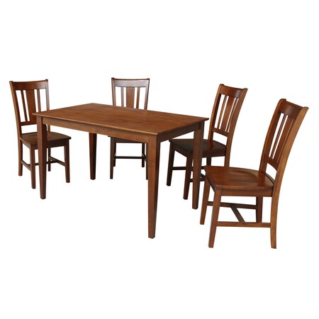 International Concepts Rectangle 30x48 Dining Table with 4 Chairs, Espresso, 30 in W, 48 in L, 30 in H, Wood, Espresso K581-3048-C10-4